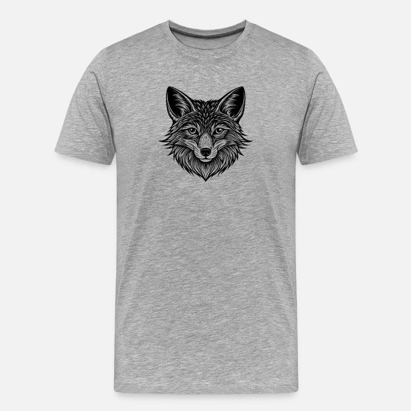 Visage de renard - T-shirt bio Premium Homme - gris chiné