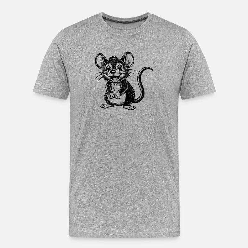 Glückliche Maus - Männer Premium Bio T-Shirt - Grau meliert