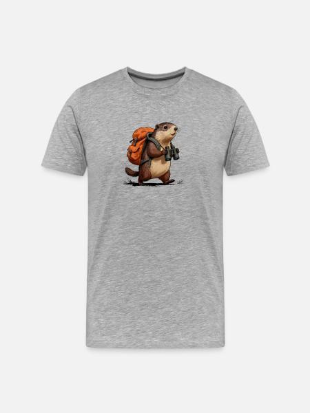 Exploring marmot otter hiking - Men's Premium Organic T-Shirt - heather grey