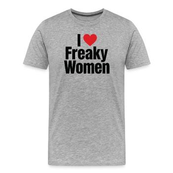 J’adore les femmes louches - T-shirt bio Premium Homme - gris chiné - Devant - Damien (186cm)