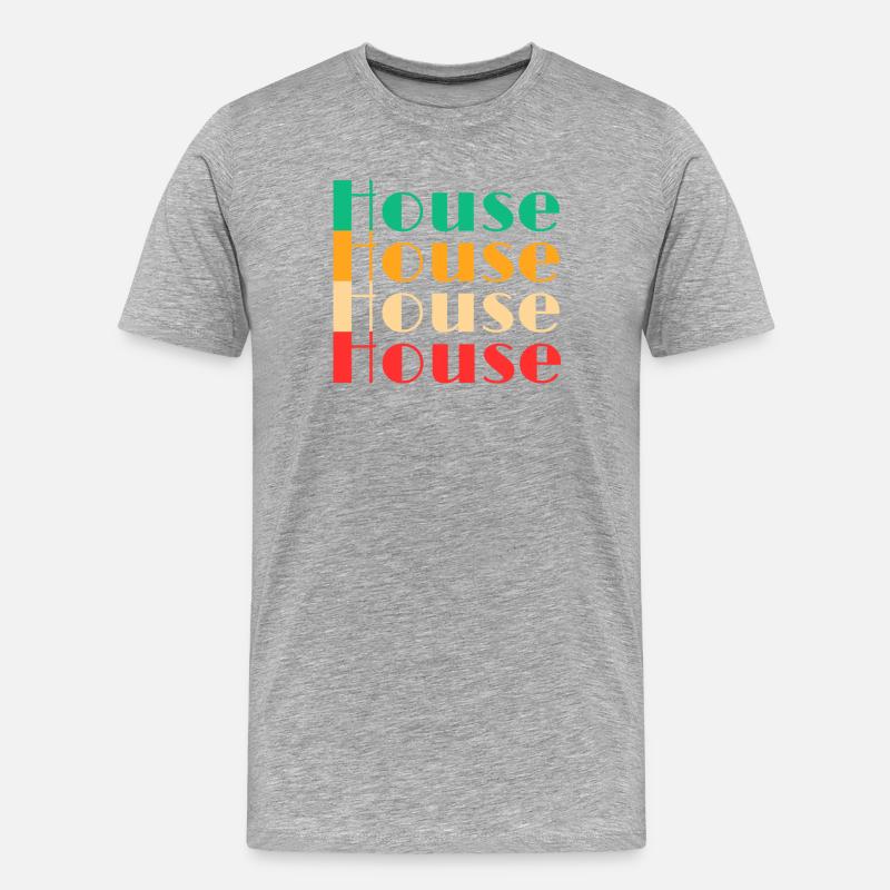 Haus - Männer Premium Bio T-Shirt - Grau meliert