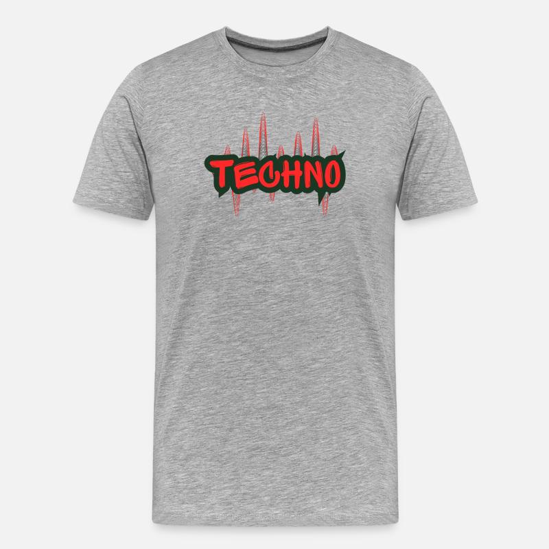 Techno - Männer Premium Bio T-Shirt - Grau meliert