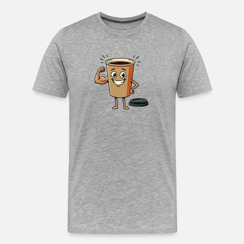 Energetische Kaffeetasse Figur - Männer Premium Bio T-Shirt - Grau meliert