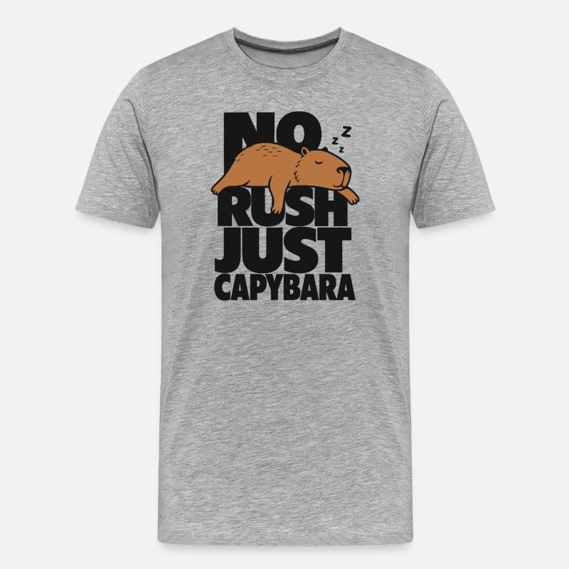 No Rush Just Capybara - Männer Premium Bio T-Shirt - Grau meliert