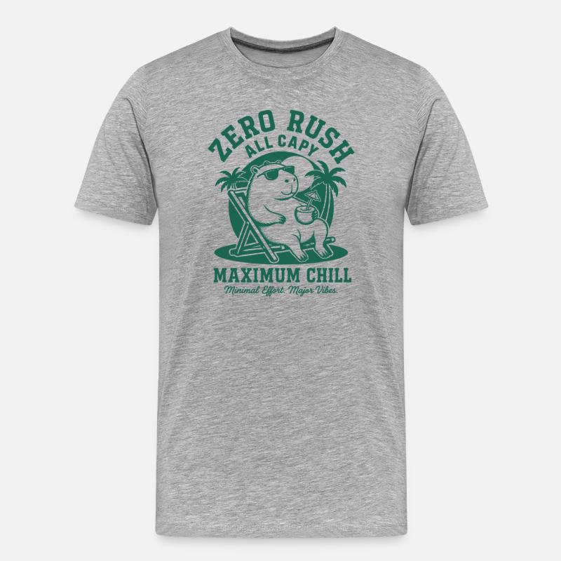 Zero Rush Capybara Chill - Männer Premium Bio T-Shirt - Grau meliert