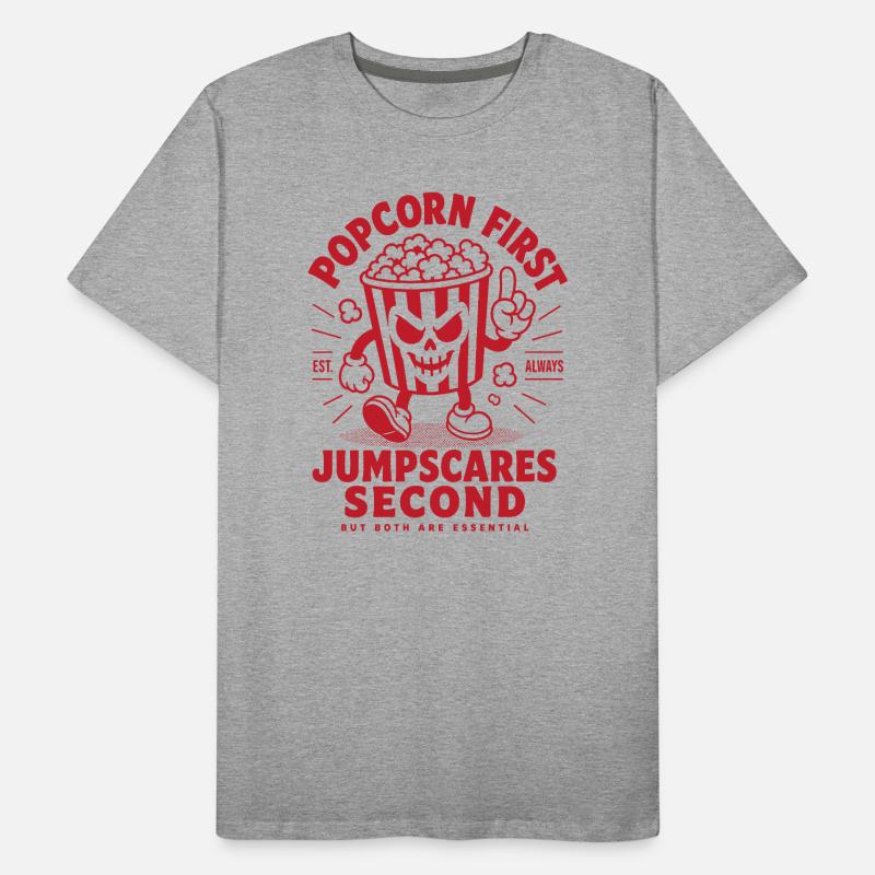 Popcorn First Jumpscares Second Men's Premium Organic T-Shirt