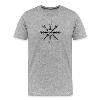 Nordischer Vegisir - Männer Premium Bio T-Shirt - Grau meliert - Vorne - Damien (186cm)