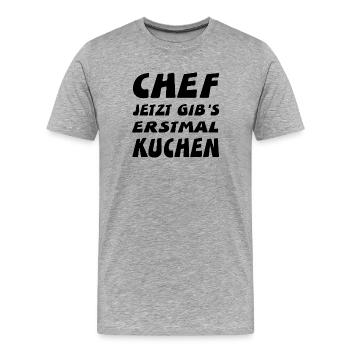 Chef - Männer Premium Bio T-Shirt - Grau meliert - Vorne - Damien (186cm)