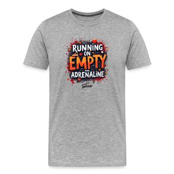 Laufend auf Leere und Adrenalin - Männer Premium Bio T-Shirt - Grau meliert - Vorne - Damien (186cm)