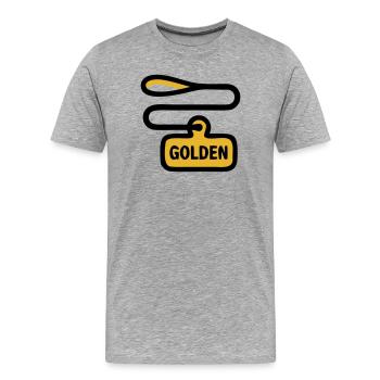 Dog Leash Golden Retriever Walk - Men's Premium Organic T-Shirt - heather grey - Front - Damien (186cm)