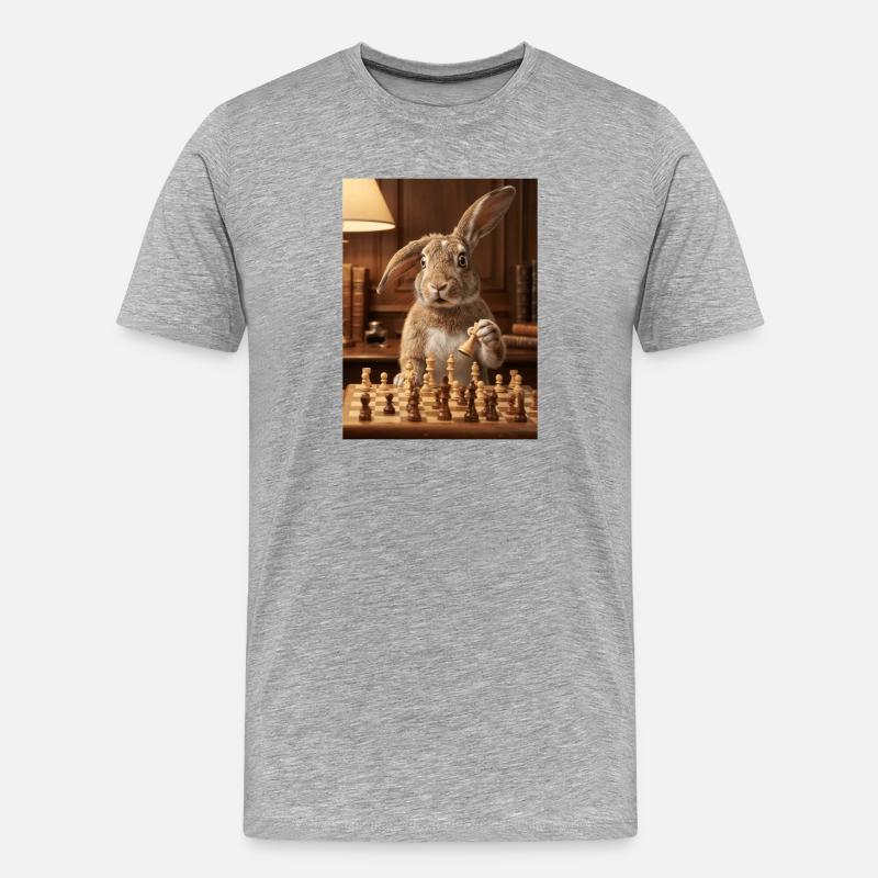 Rabbit playing chess - Men's Premium Organic T-Shirt - heather grey