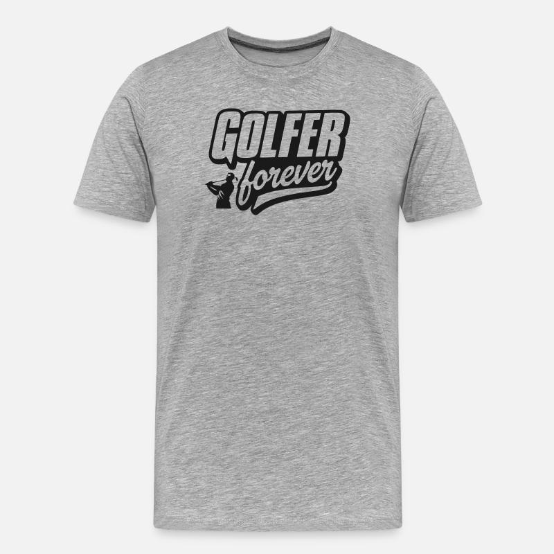 Golfer Forever Logo - Männer Premium Bio T-Shirt - Grau meliert