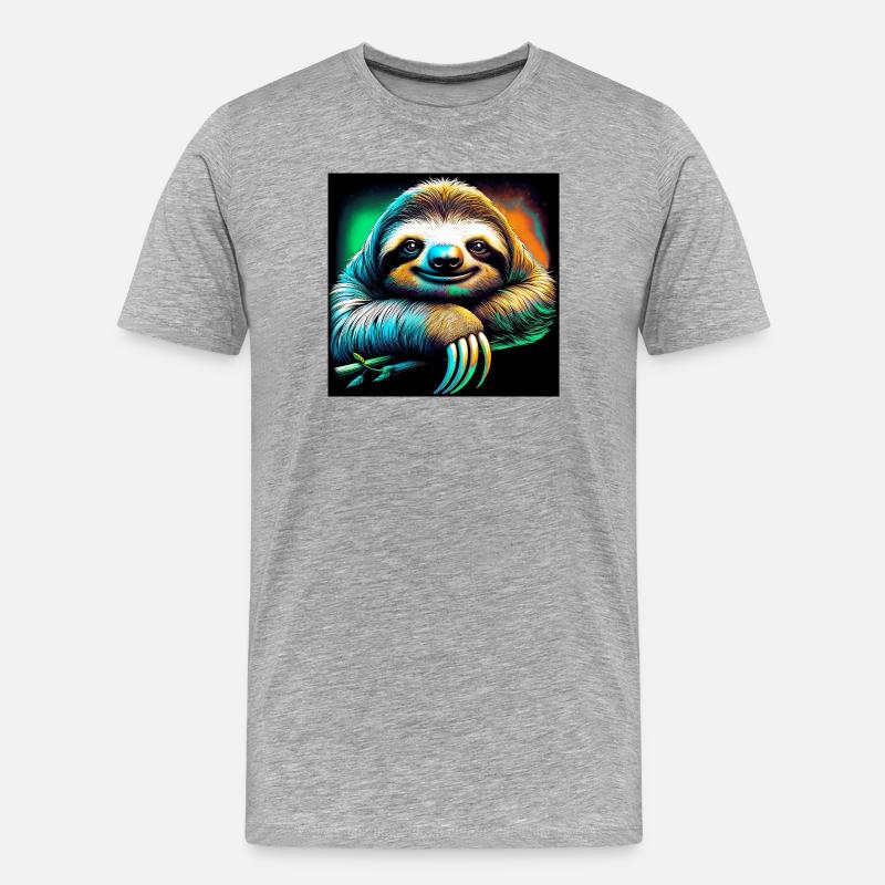 Faultier - Männer Premium Bio T-Shirt - Grau meliert