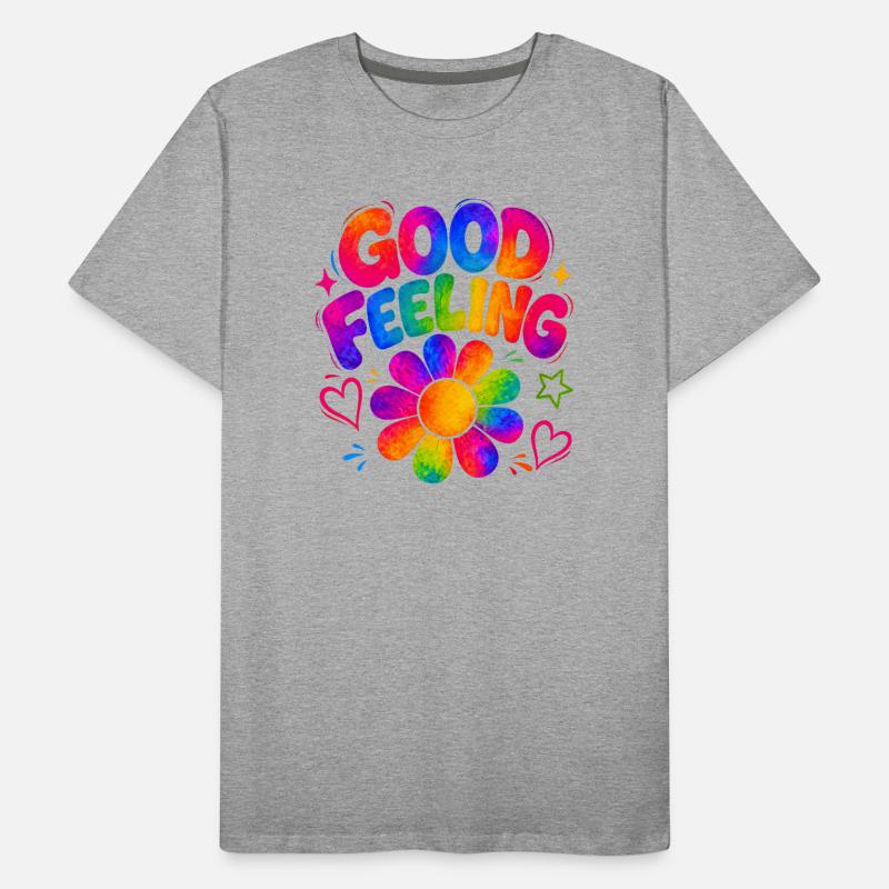 GOOD FEELING - Bunte Retro-Vibes mit Flower-Power Männer Premium Bio T-Shirt