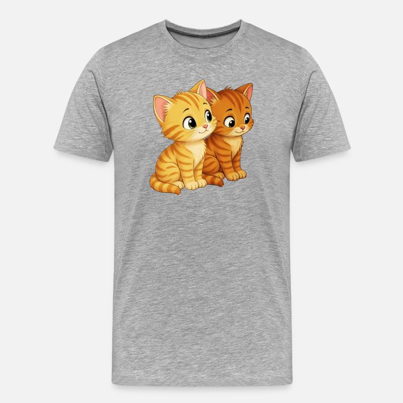 Kätzchen sitzen nebeneiander - Männer Premium Bio T-Shirt - Grau meliert