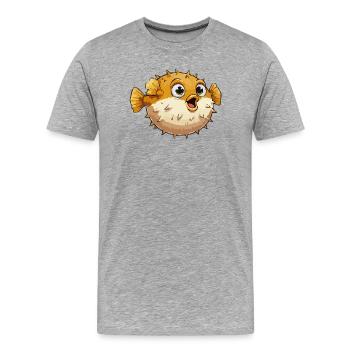 Puffer Fish Comic - Men's Premium Organic T-Shirt - heather grey - Front - Damien (186cm)