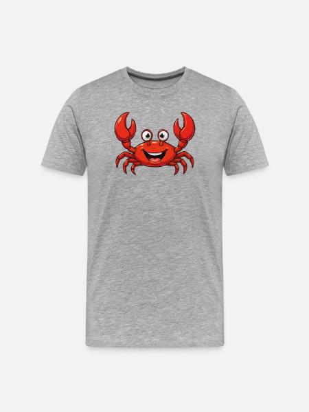Fröhliche rote Krabbe Cartoon - Männer Premium Bio T-Shirt - Grau meliert
