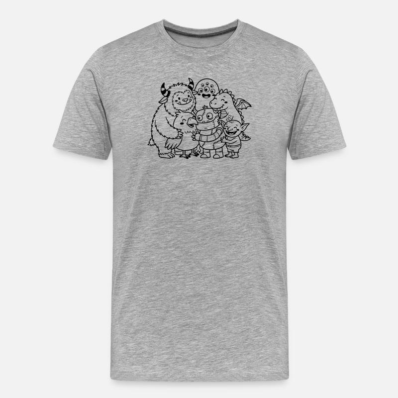 Monster niedlich - Männer Premium Bio T-Shirt - Grau meliert