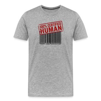 100 % humain - T-shirt bio Premium Homme - gris chiné - Devant - Damien (186cm)