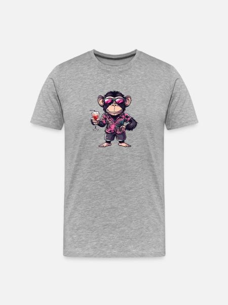 Gorilla Comic Sommer - Männer Premium Bio T-Shirt - Grau meliert