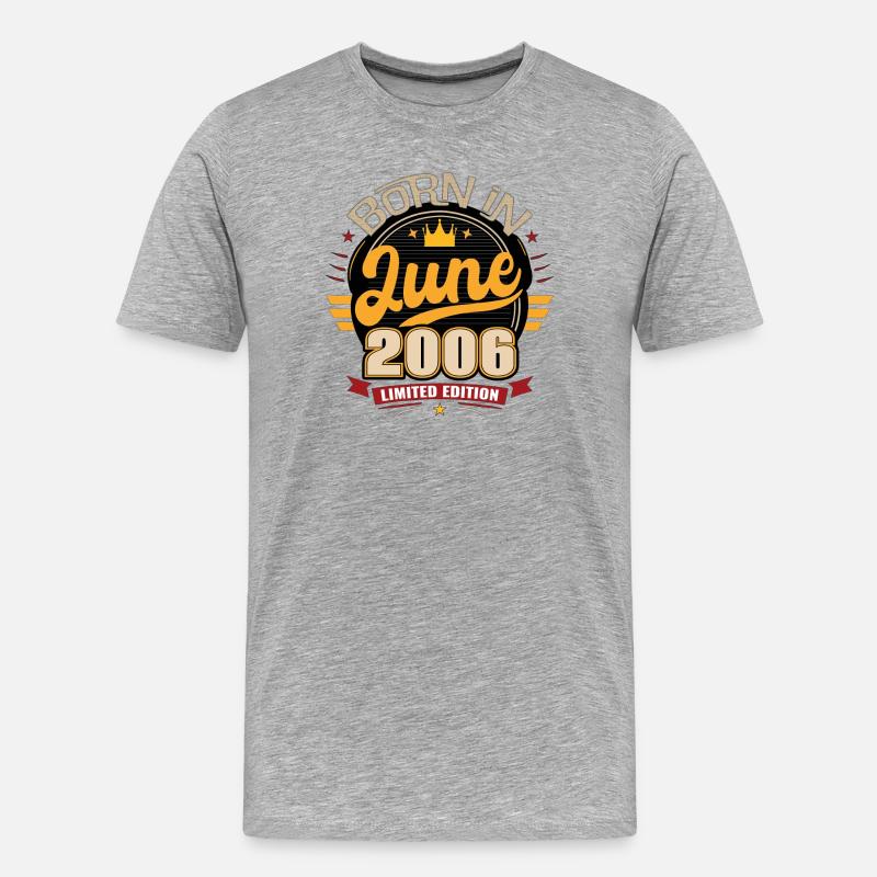 Geboren im Juni 2006 - Männer Premium Bio T-Shirt - Grau meliert