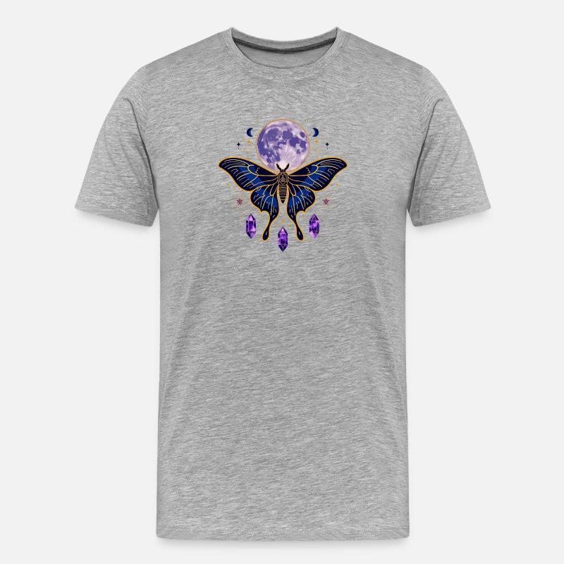 Mystical Celestial Tarot Card Aesthetic - Männer Premium Bio T-Shirt - Grau meliert