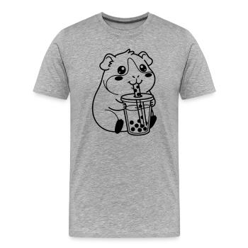 Bubble Tea pour hamster - T-shirt bio Premium Homme - gris chiné - Devant - Damien (186cm)