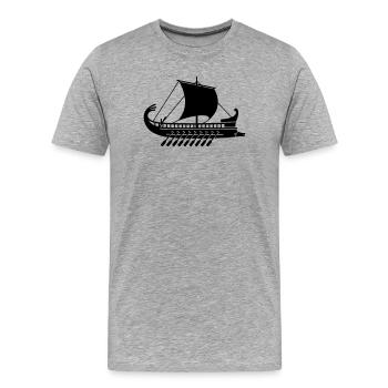Griechisches Kriegsschiff - Männer Premium Bio T-Shirt - Grau meliert - Vorne - Damien (186cm)