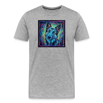 Neon wolf gaze - Men's Premium Organic T-Shirt - heather grey - Front - Damien (186cm)