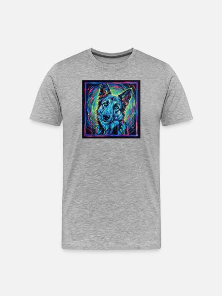 Neon wolf gaze - Men's Premium Organic T-Shirt - heather grey