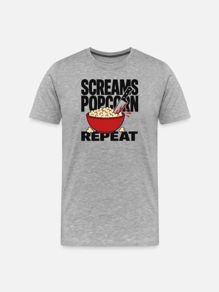 Screams Popcorn Repeat - Men's Premium Organic T-Shirt - heather grey