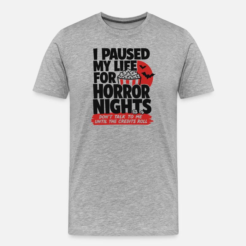 Horror Nights Credits Roll - Männer Premium Bio T-Shirt - Grau meliert