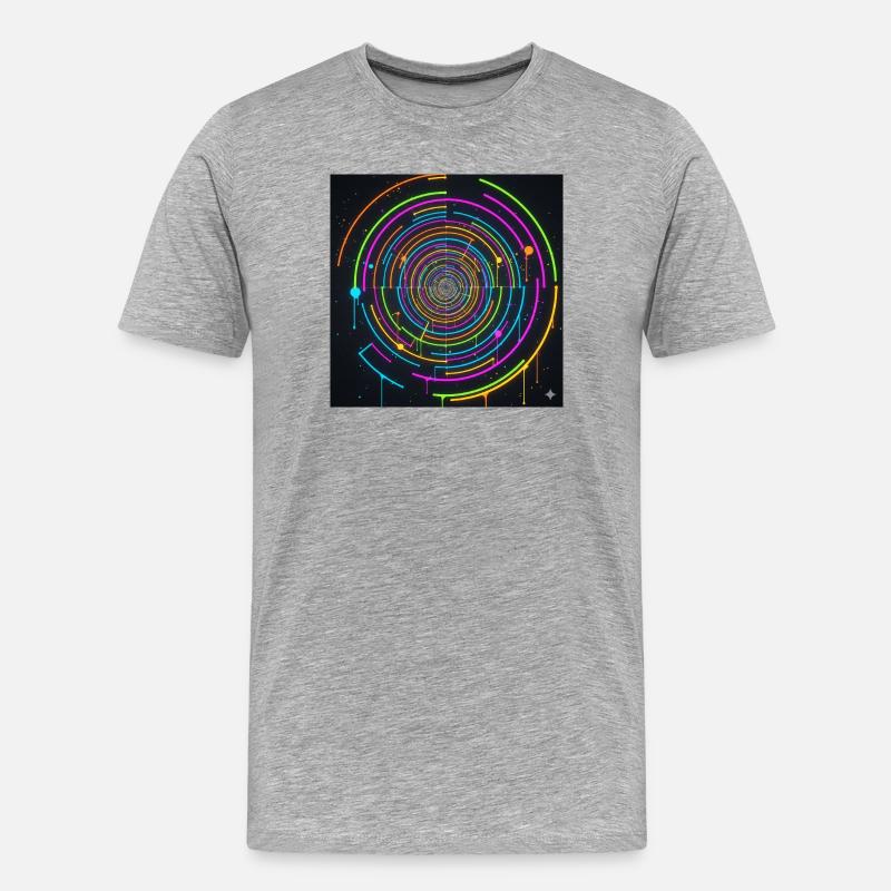 Neon Kreisspirale Farbenspiel - Männer Premium Bio T-Shirt - Grau meliert