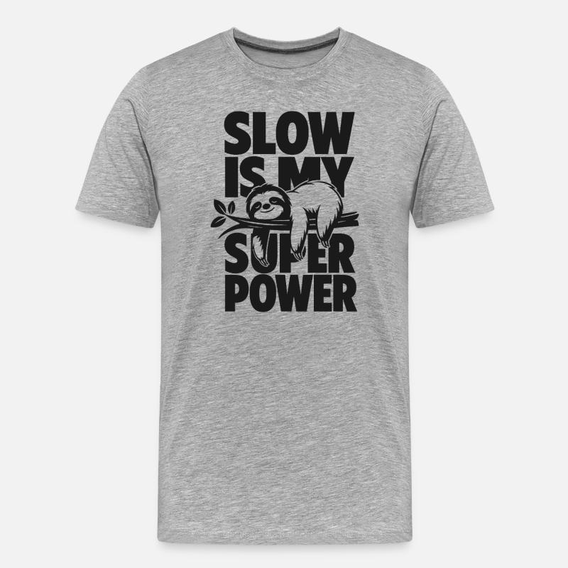 Slow Is My Super Power - Männer Premium Bio T-Shirt - Grau meliert