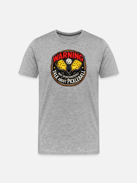 Warning Pickleball Badge - Men's Premium Organic T-Shirt - heather grey