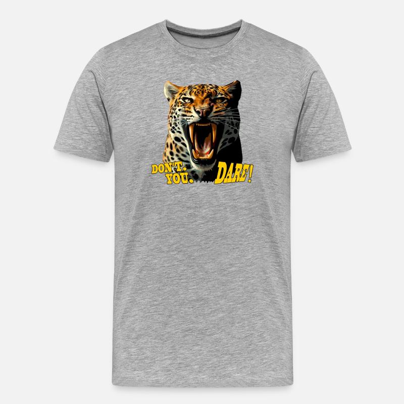 Leopardbrüllender Angriff – Wag es nicht - Männer Premium Bio T-Shirt - Grau meliert
