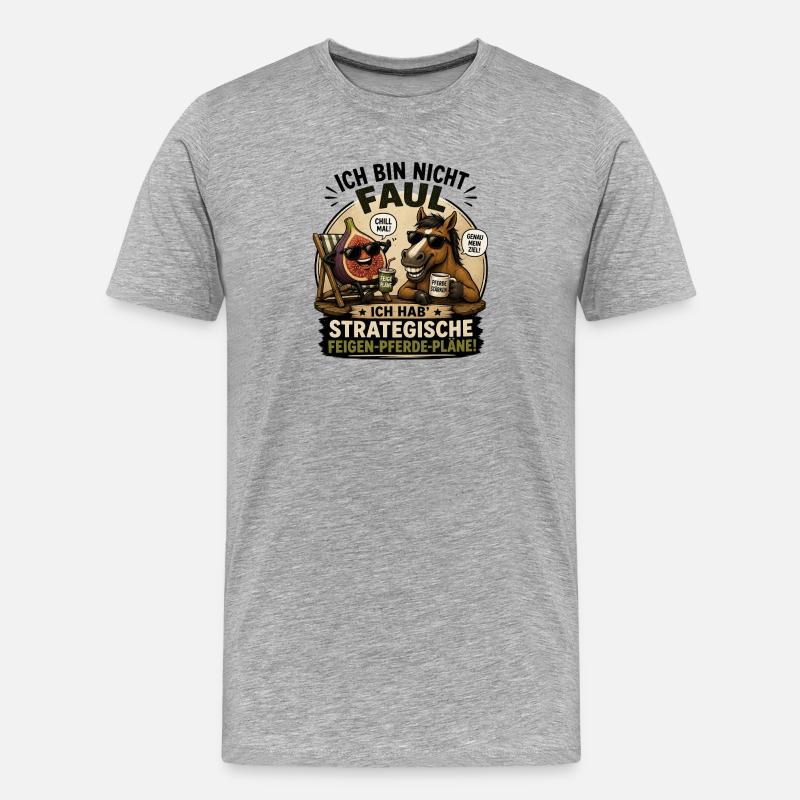 Strategische Feigen-Pferdepläne - Männer Premium Bio T-Shirt - Grau meliert