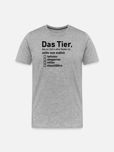 aktuelles Tier - Männer Premium Bio T-Shirt - Grau meliert