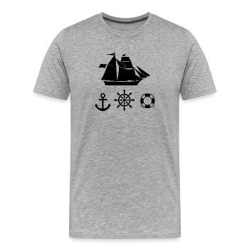 Segeln - Männer Premium Bio T-Shirt - Grau meliert - Vorne - Damien (186cm)