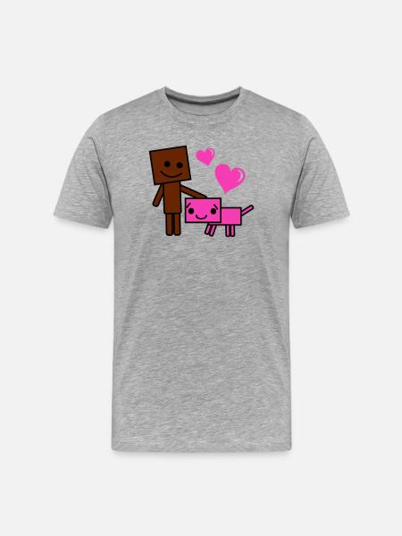 Herzfreunde Roboter Hund - Männer Premium Bio T-Shirt - Grau meliert