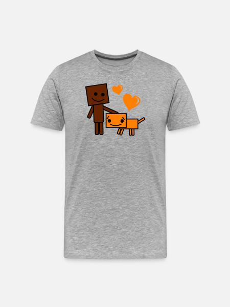 Heart Friend Cartoon Dog and Buddy - Men's Premium Organic T-Shirt - heather grey