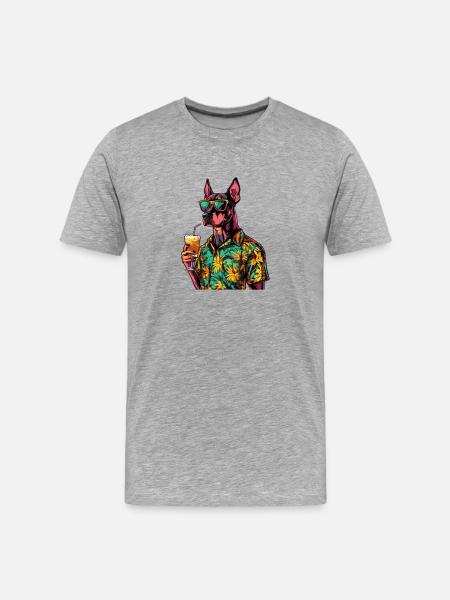 Doberman Dog Comic Summer - Men's Premium Organic T-Shirt - heather grey