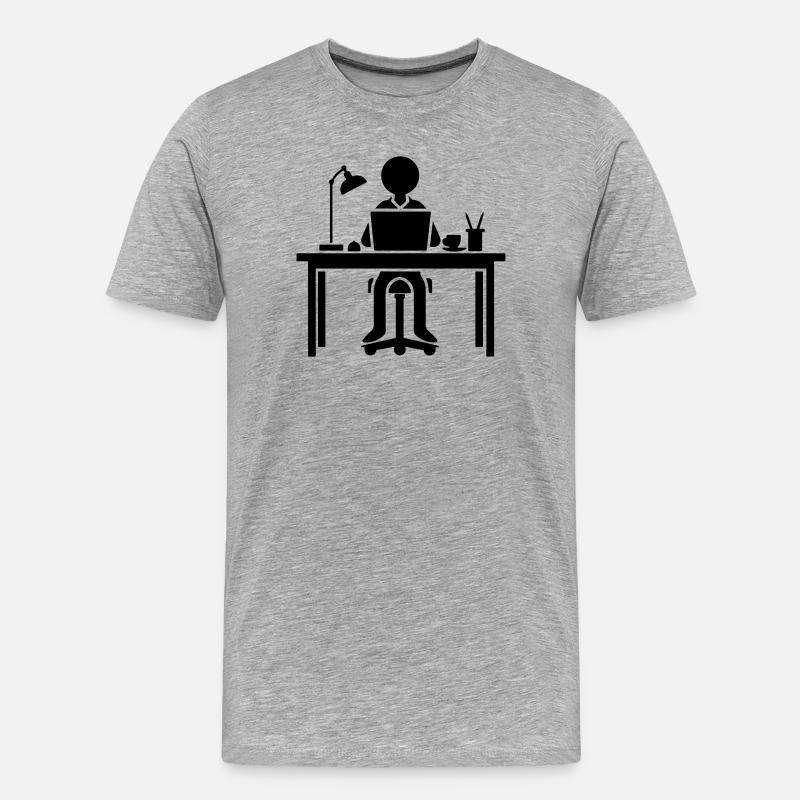 Arbeiter Computer Job Büro Lernen - Männer Premium Bio T-Shirt - Grau meliert