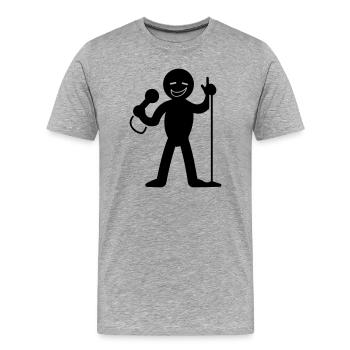 Chanteur avec micro - T-shirt bio Premium Homme - gris chiné - Devant - Damien (186cm)