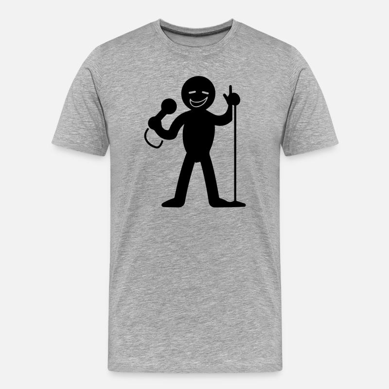 Chanteur avec micro - T-shirt bio Premium Homme - gris chiné