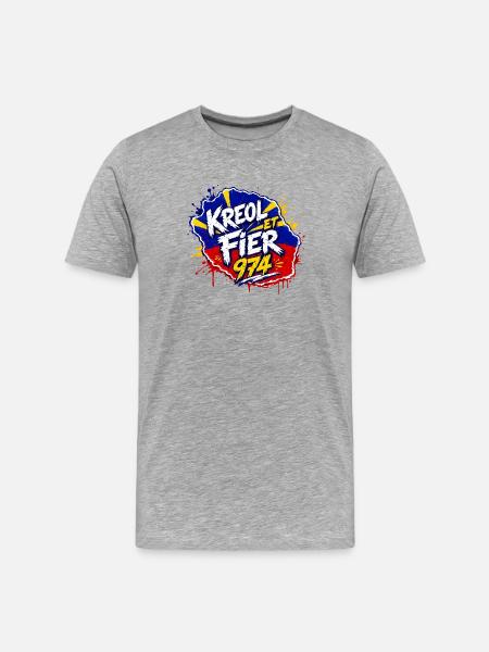 Kreol and Fier 974 - Men's Premium Organic T-Shirt - heather grey