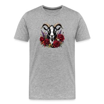 Goat's head with rosary wreath - Men's Premium Organic T-Shirt - heather grey - Front - Damien (186cm)