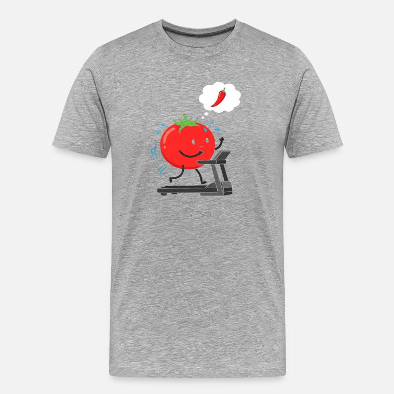 Tomate auf Laufband - Männer Premium Bio T-Shirt - Grau meliert