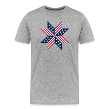Patriotische Rot, Weiß, Blau, Native Stars, Streifen - Männer Premium Bio T-Shirt - Grau meliert - Vorne - Damien (186cm)