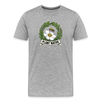 Plantez un jardin indigène des abeilles et des échinaces - T-shirt bio Premium Homme - gris chiné - Devant - Damien (186cm)